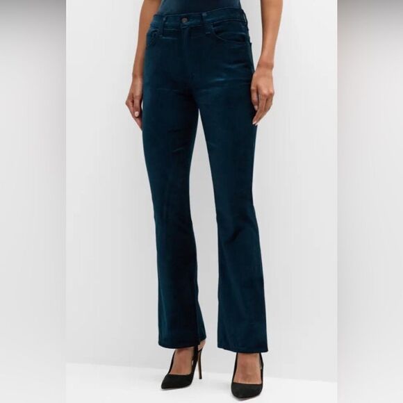 Agolde Nico high rise velvet boot cut pants blizzard blue green 27 - Picture 1 of 6